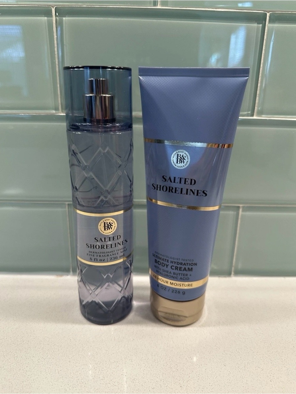 Bath & Body Works Salted Shorelines Mist & Body Cream set